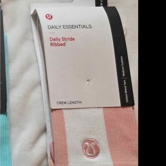 lululemon athletica Accessories - lululemon athletica Daily Essentials Ribbed Socks - White and Pink - M/L